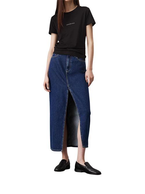 T-shirt donna nera in cotone rigenerativo Calvin Klein Jeans | J20J223563BEH